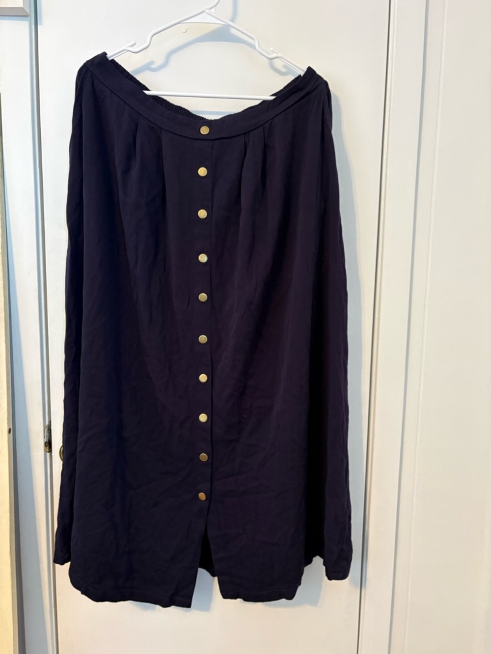 BloomChic Navy A-Line Skirt with Gold Buttons